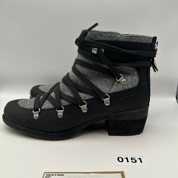 MERRELL Women's 8 Shiloh 2 Warm Pump boot J007720 Black/Gray Zip Up Feature - Picture 6 of 9